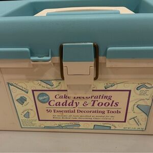 Wilton Blue and White Cake Decorating Caddy & Tools with Additional Supplies